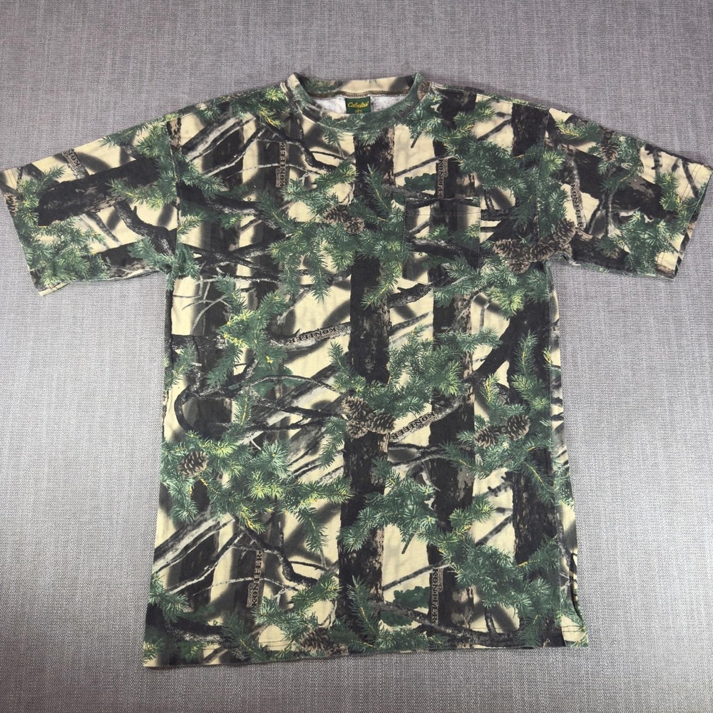 Cabela's Shirt Mens Large Green Camo Pocket Hunting Outdoor Tee Seclusion3D